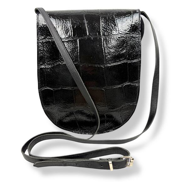 1960's handmade black leather polka dot bow handbag by FREDA ZAPPAN Philadelphia - Picture 3 of 14